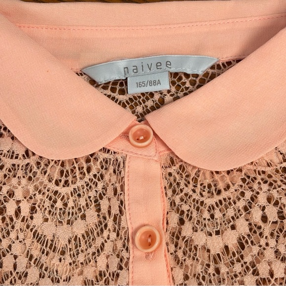 Naivee Elegant Lace Button-Up Blouse Peach Women’s Small - Picture 4 of 7